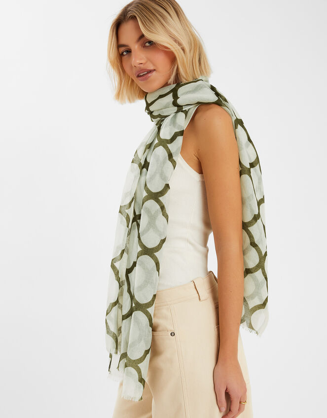 Lightweight Clover Pattern Scarf, , large