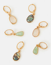 3-Pack Mini Stone Drop Hoop Earrings, , large
