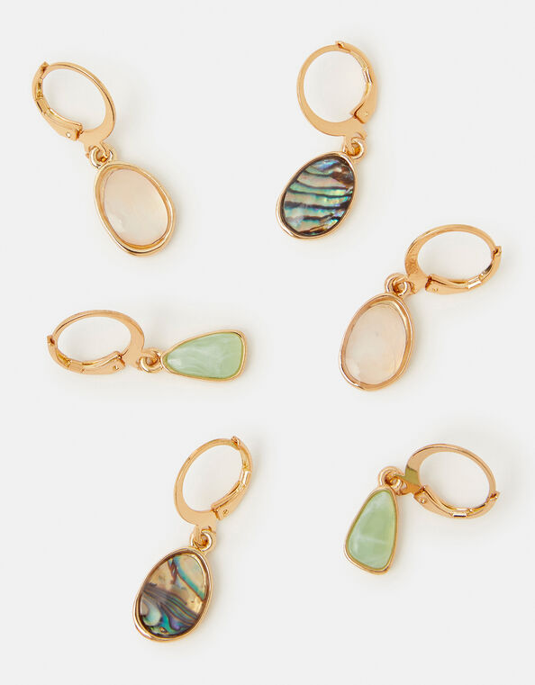 3-Pack Mini Stone Drop Hoop Earrings, , large