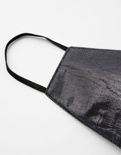 Sparkle Face Covering in Pure Cotton, Black (BLACK), large