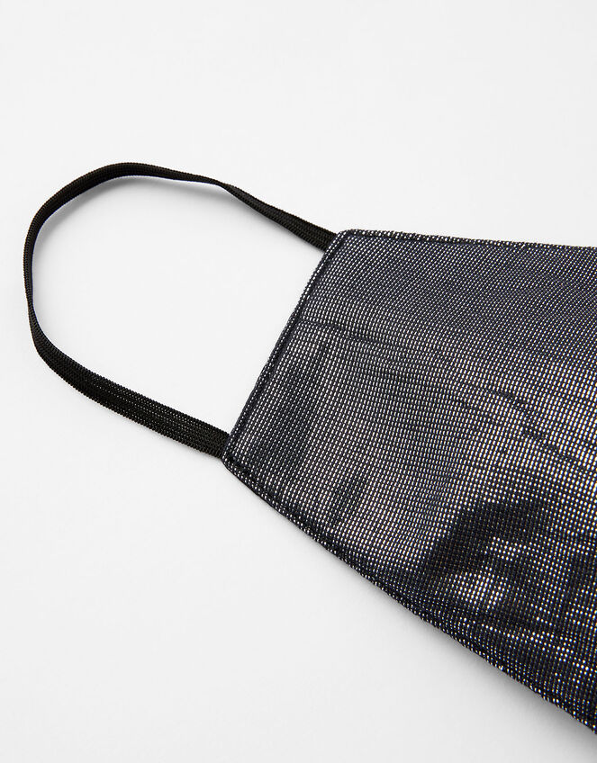 Sparkle Face Covering in Pure Cotton, Black (BLACK), large