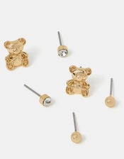 3-Pack Teddy Bear Stud Earrings, , large