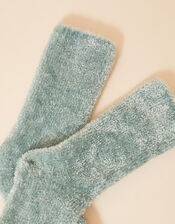 Fluffy Chenille Cosy Socks, Duck Egg (DUCK EGG), large