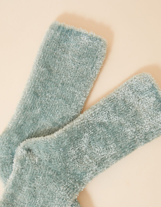 Fluffy Chenille Cosy Socks, Duck Egg (DUCK EGG), large