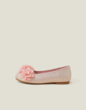 Girls Corsage Flower Ballet Flats, Pink (PINK), large