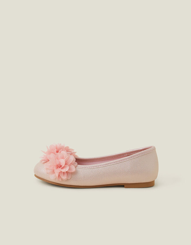Girls Corsage Flower Ballet Flats, Pink (PINK), large