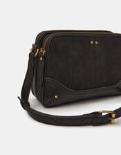 Classic Double Zip Crossbody Bag, Black (BLACK), large