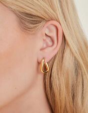 14ct Gold-Plated Chunky Molten Hoop Earrings, , large