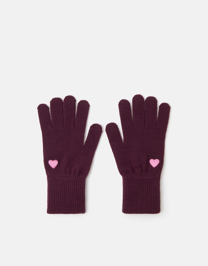 Plain Heart Touch Screen Gloves, , large