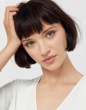 Sterling Silver Princess Cut Solitaire Necklace, , large
