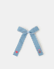Girls Chambray Bow Hair Clip, , large