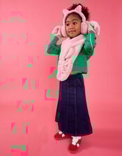 Girls Cat Fingerless Mitten Gloves, Pink (PINK), large