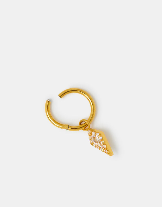 14ct Gold-Plated Surgical Steel Lozenge Hoop Earring, , large