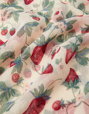 Lightweight Strawberry Print Scarf, , large