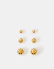 3-Pack Stainless Steel Ball Stud Earrings, , large