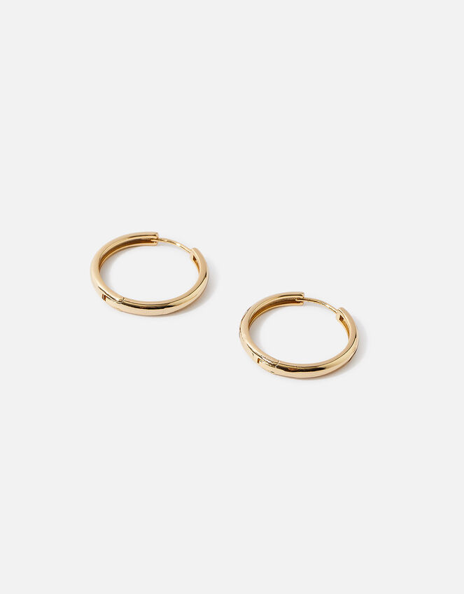Gold-Plated Chunky Plain Hoop Earrings, , large