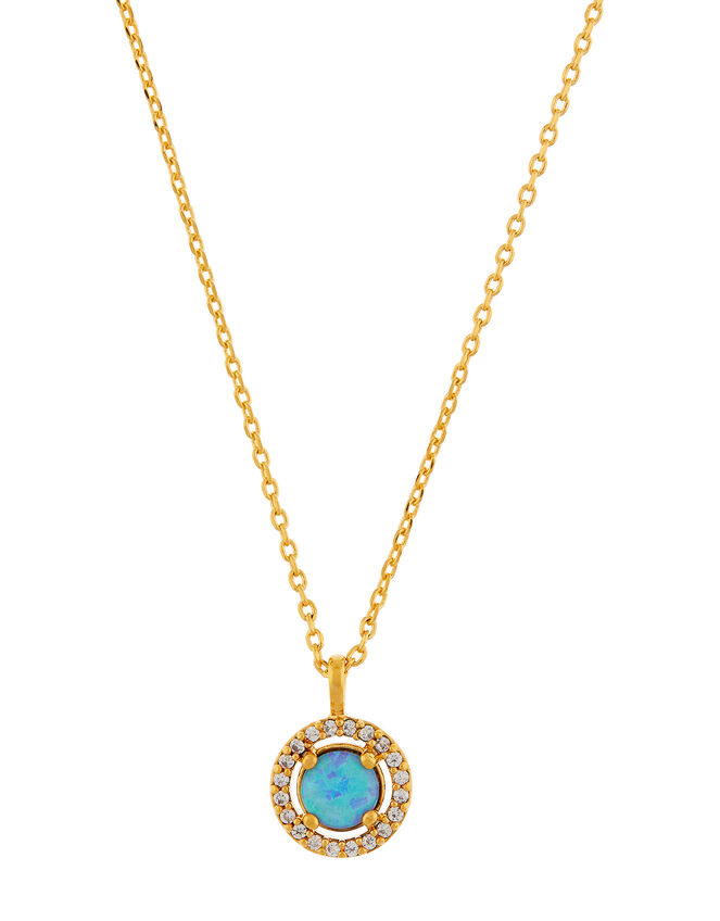 Gold-Plated Opal Pendant Necklace, , large