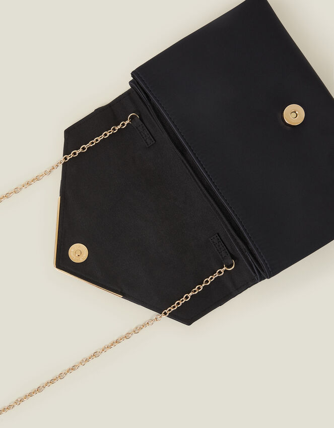 Woven Satin Envelope Clutch Bag, Blue (NAVY), large