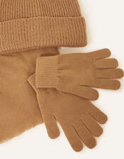 Super-Soft Hat, Gloves, and Scarf Set, Camel (CAMEL), large