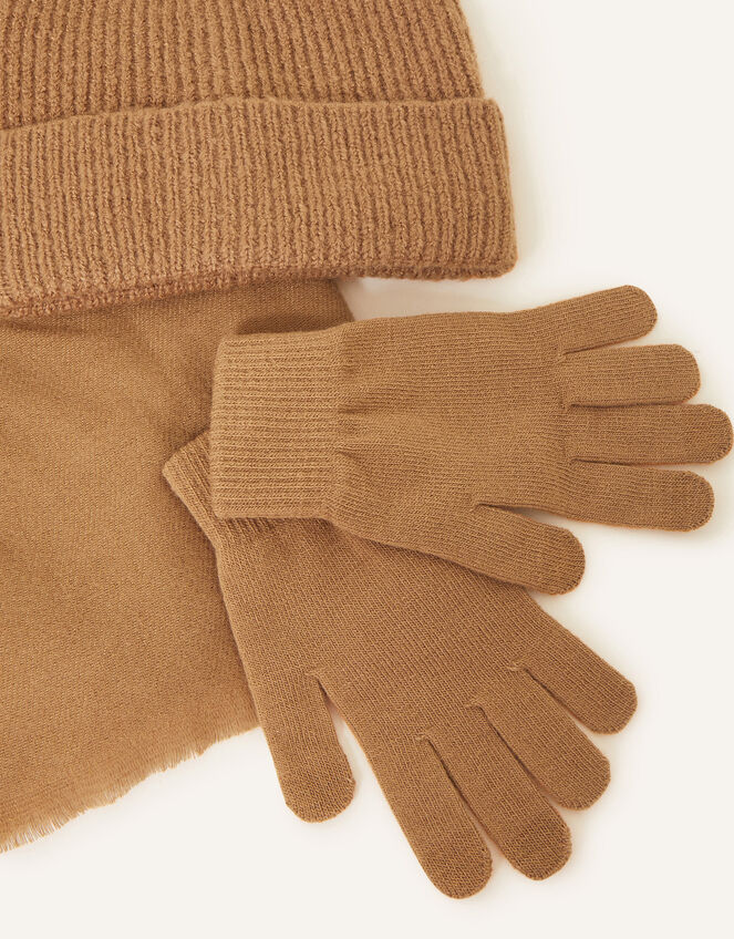 Super-Soft Hat, Gloves, and Scarf Set, Camel (CAMEL), large