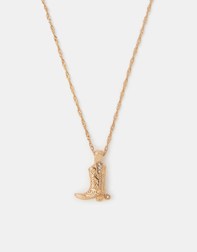 Cowboy Boot Pendant Necklace, , large