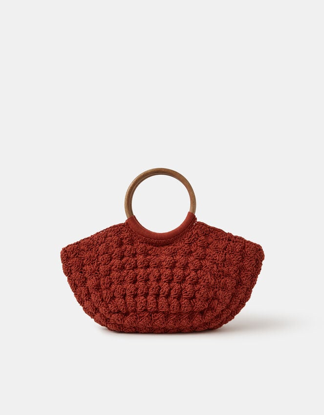 Wooden Handle Macram&eacute; Bag, , large