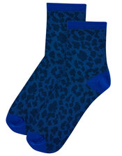 Slinky Leopard Socks, Blue (BLUE), large