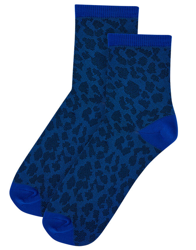 Slinky Leopard Socks, Blue (BLUE), large