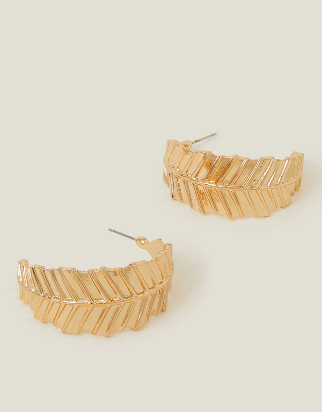 Statement Leaf Hoop Earrings, , large