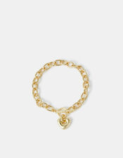 14ct Gold-Plated Heart T-Bar Bracelet, , large