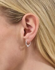 2-Pack Sterling Silver-Plated Knot Hoop Earrings, , large