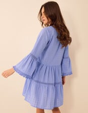 Flute Sleeve Dobby Beach Dress, Blue (BLUE), large