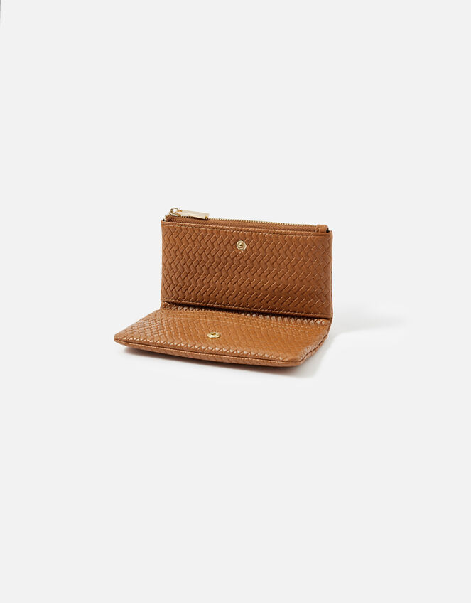 Weave Zip Coin Purse , Tan (TAN), large