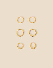 14ct Gold-Plated Bobble Graduated Width Hoop Set of Three, , large