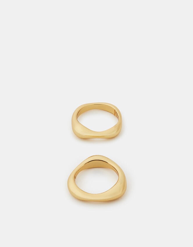 2-Pack 14ct Gold-Plated Molten Rings, Gold (GOLD), large