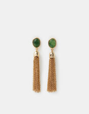 Gem Chain Tassel Drop Earrings, , large