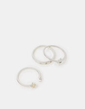 3-Pack Sterling Silver-Plated Celestial Rings, Silver (ST SILVER), large