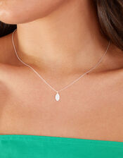 Sterling Silver Marquise Shape Pave Necklace, , large