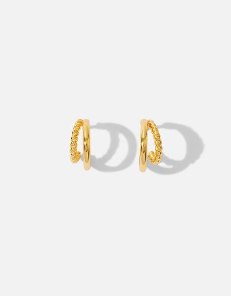 Gold Vermeil Plain and Twist Hoops, , large