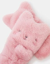 Girls Fluffy Cat Mittens, Pink (PINK), large