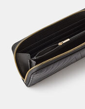 Quilted Star Zip-Around Wallet, Black (BLACK), large