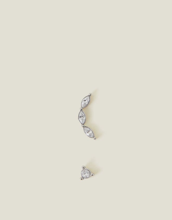 2-Pack Platinum-Plated Surgical Steel Diamante Flatback Stud Earrings, , large