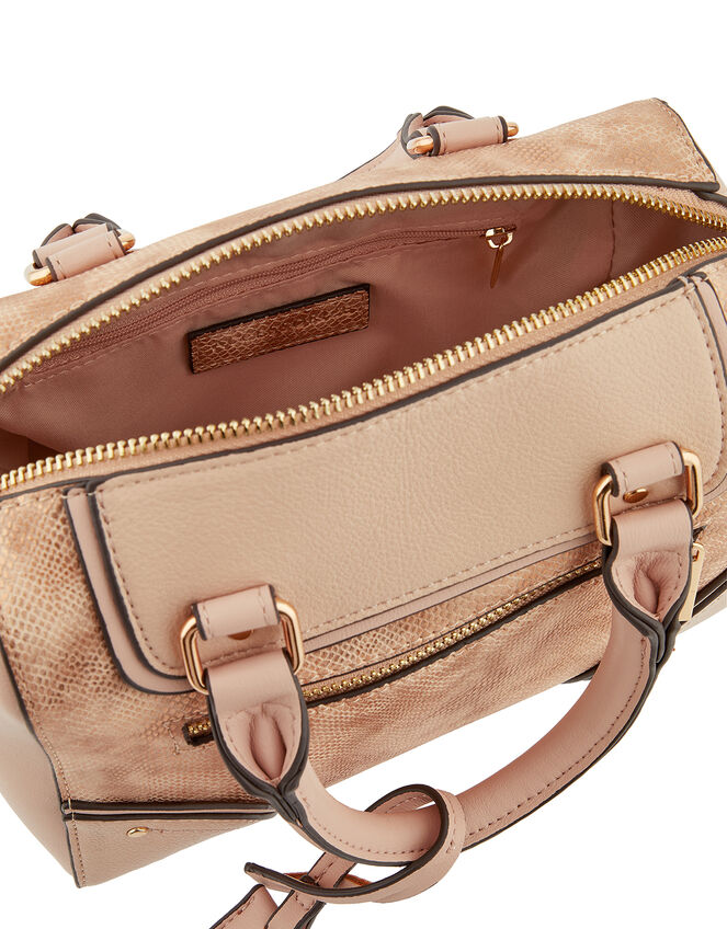 Snake-Effect Bowler Bag, , large