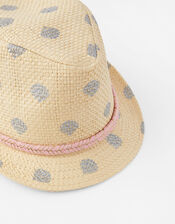 Foil Shell Print Trilby Hat, Natural (NATURAL), large