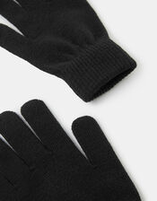 Super-Stretch Knit Gloves, Black (BLACK), large