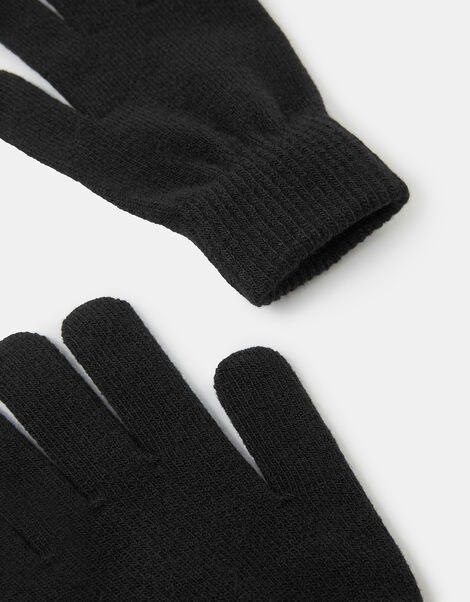 Super-Stretch Knit Gloves Black, Black (BLACK), large
