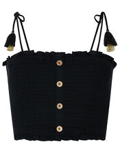 Charlotte Ruched Bandeau Top, Black (BLACK), large