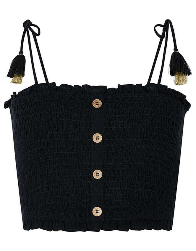Charlotte Ruched Bandeau Top, Black (BLACK), large