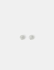 Sterling Silver Halo Stud Earrings, , large