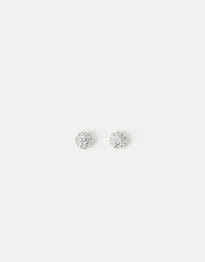 Sterling Silver Halo Stud Earrings, , large
